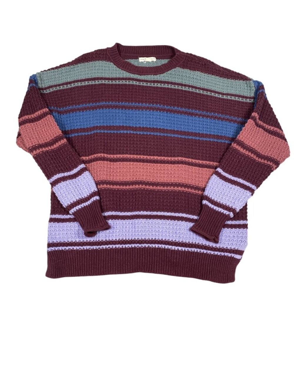 Aeropostale Multicolor Striped Knit Sweater XS Crewneck Cotton Blend Long Sleeve